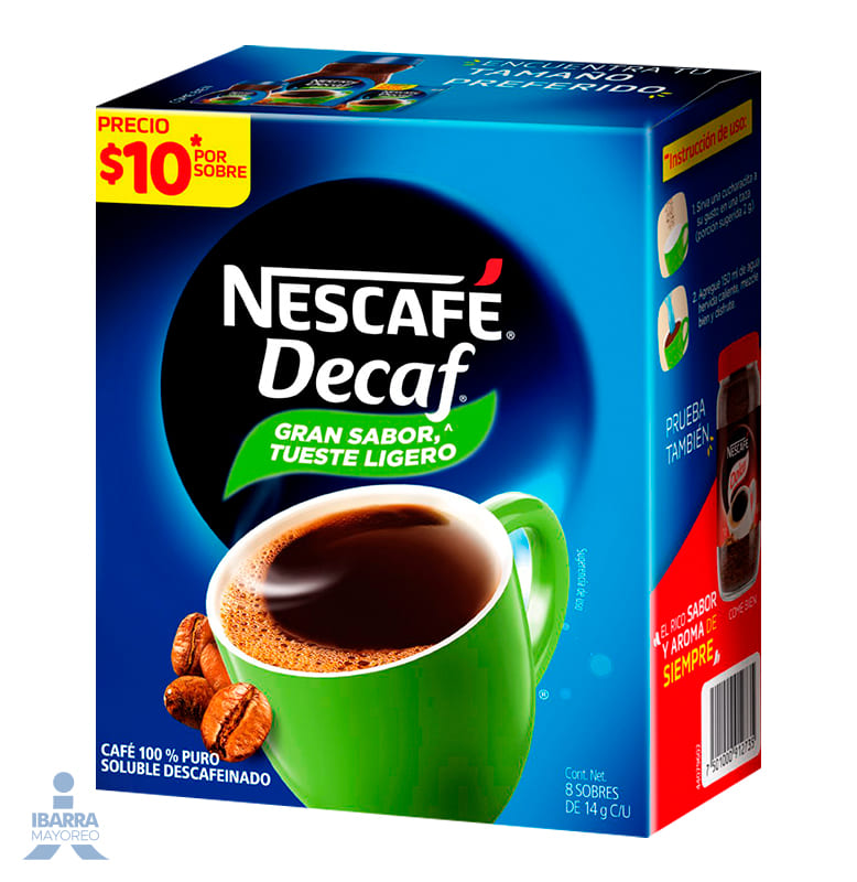 Café descafeinado soluble Nescafé Decaf 8 sobres de 14 g