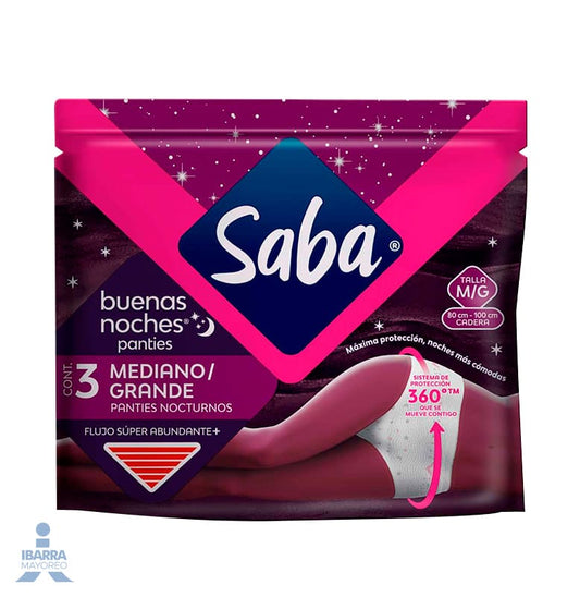 Panties Saba Buenas Noches Nocturnos Mediana-Grande 3 pzas.