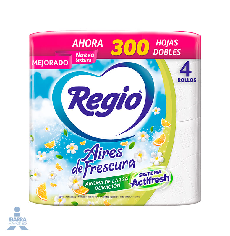 Papel Higiénico Regio Aires de Frescura 270 hojas 4 rollos